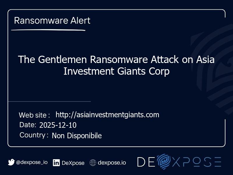 The Gentlemen Ransomware Attack on Asia Investment Giants Corp