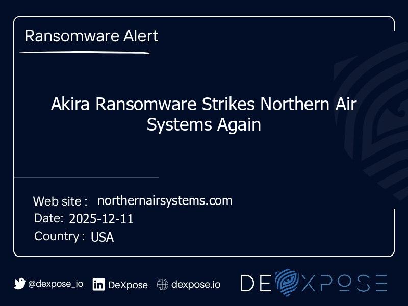 Akira Ransomware Strikes Northern Air Systems Again