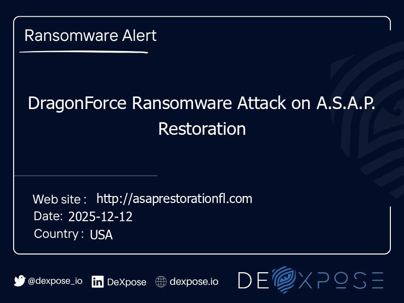DragonForce Ransomware Attack on A.S.A.P. Restoration