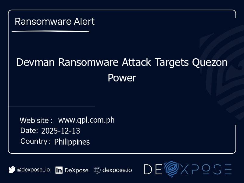 Devman Ransomware Attack Targets Quezon Power