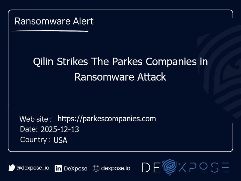 Qilin Strikes The Parkes Companies in Ransomware Attack