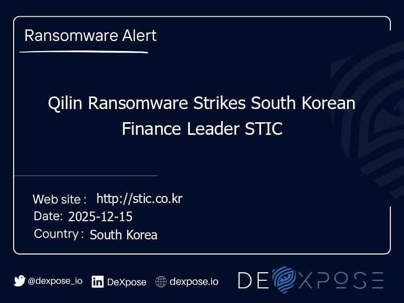 Qilin Ransomware Strikes South Korean Finance Leader STIC