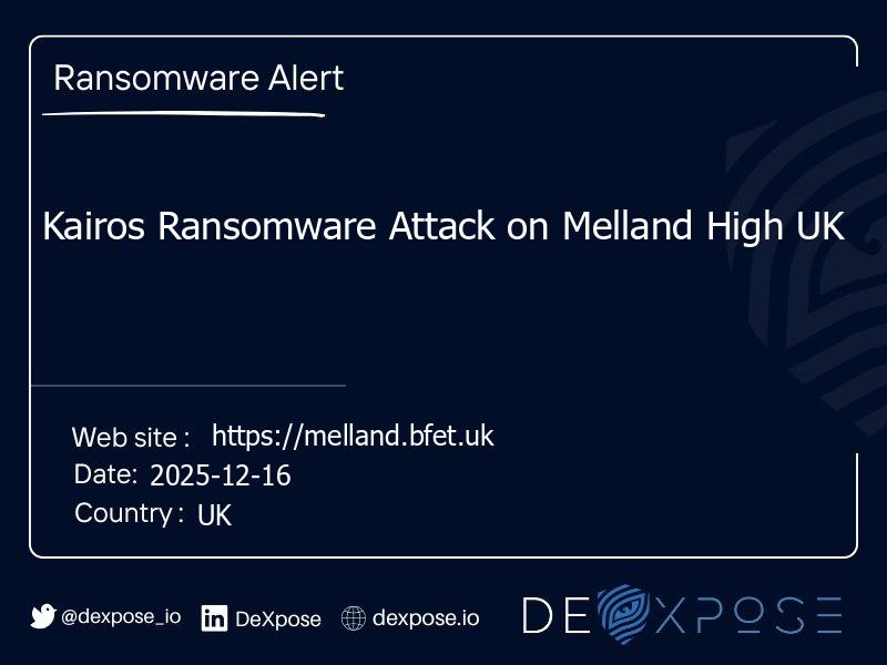 Kairos Ransomware Attack on Melland High UK