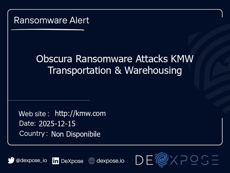 Obscura Ransomware Attacks KMW Transportation & Warehousing