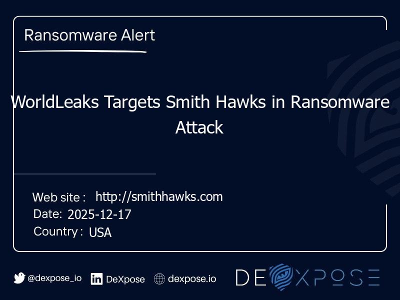 WorldLeaks Targets Smith Hawks in Ransomware Attack