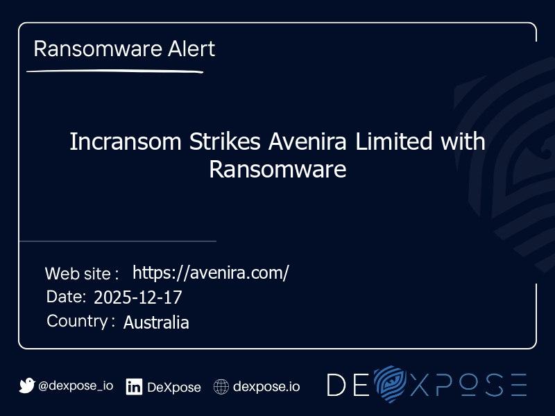 Incransom Strikes Avenira Limited with Ransomware