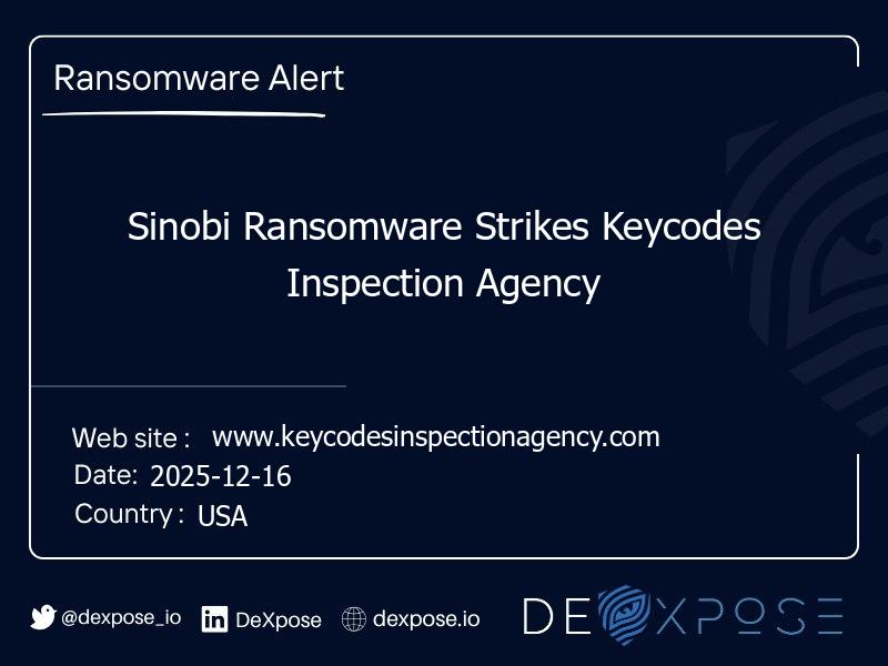 Sinobi Ransomware Strikes Keycodes Inspection Agency