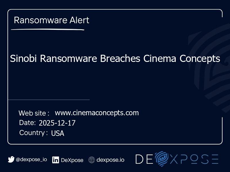 Sinobi Ransomware Breaches Cinema Concepts