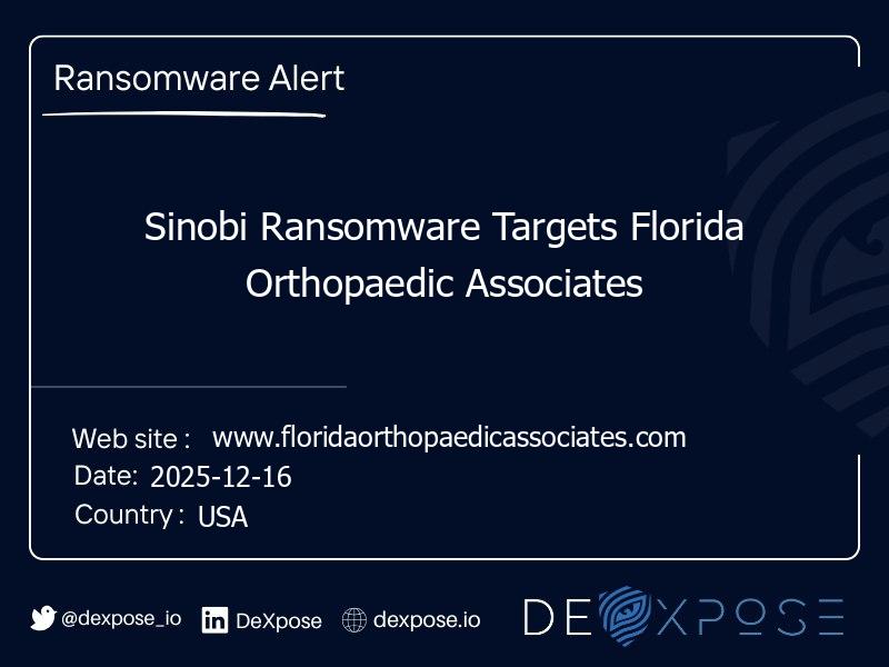 Sinobi Ransomware Targets Florida Orthopaedic Associates