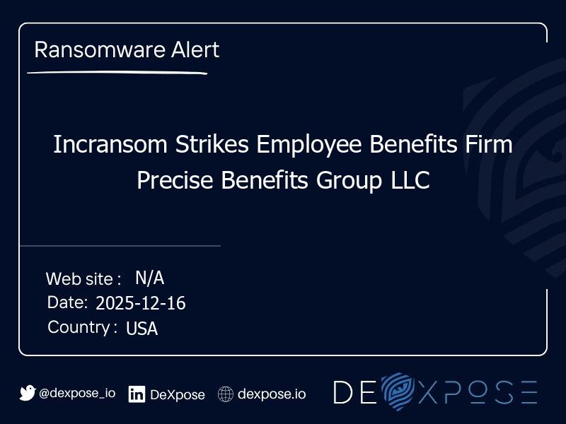 Incransom Strikes Employee Benefits Firm Precise Benefits Group LLC