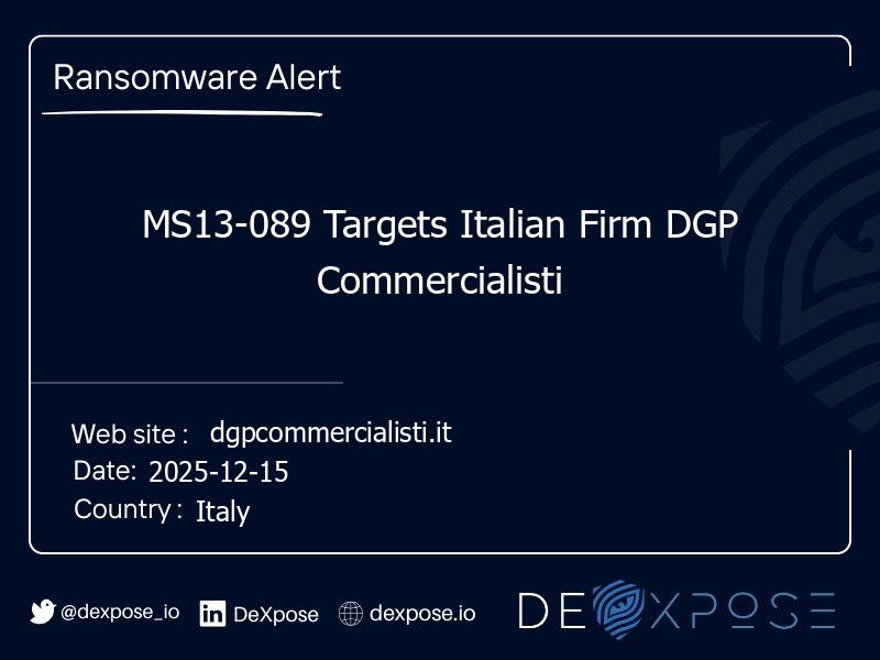 MS13-089 Targets Italian Firm DGP Commercialisti