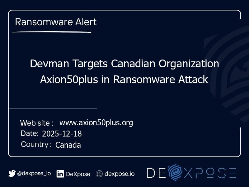 Devman Targets Canadian Organization Axion50plus in Ransomware Attack