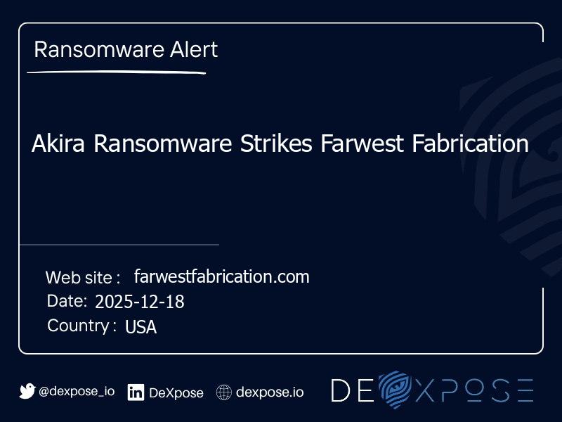 Akira Ransomware Strikes Farwest Fabrication