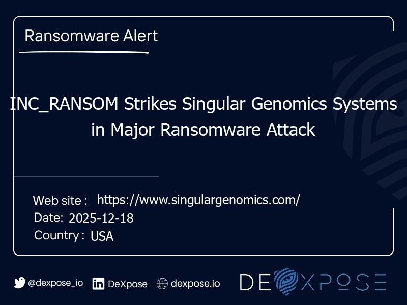 INC_RANSOM Strikes Singular Genomics Systems in Major Ransomware Attack