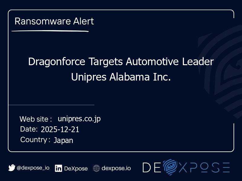 Dragonforce Targets Automotive Leader Unipres Alabama Inc.