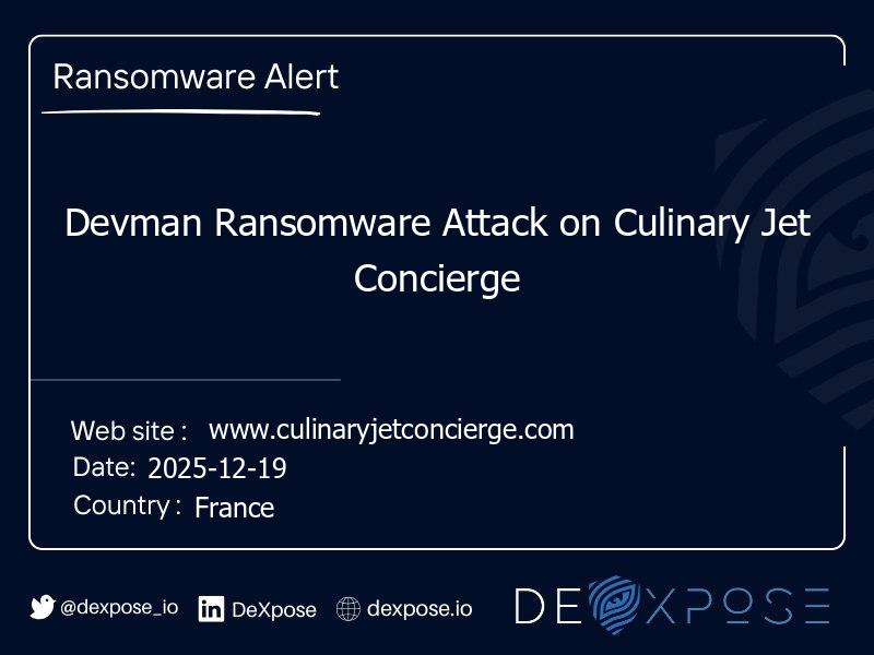 Devman Ransomware Attack on Culinary Jet Concierge