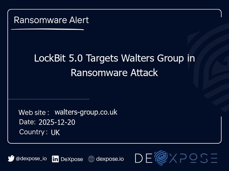 LockBit 5.0 Targets Walters Group in Ransomware Attack