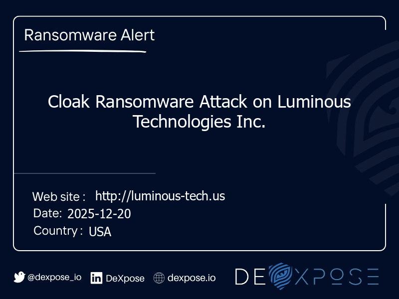 Cloak Ransomware Attack on Luminous Technologies Inc.