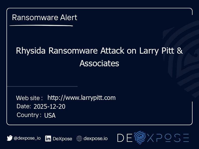 Rhysida Ransomware Attack on Larry Pitt & Associates
