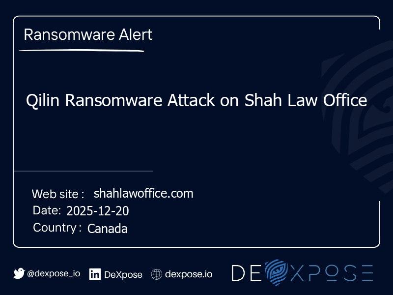 Qilin Ransomware Attack on Shah Law Office