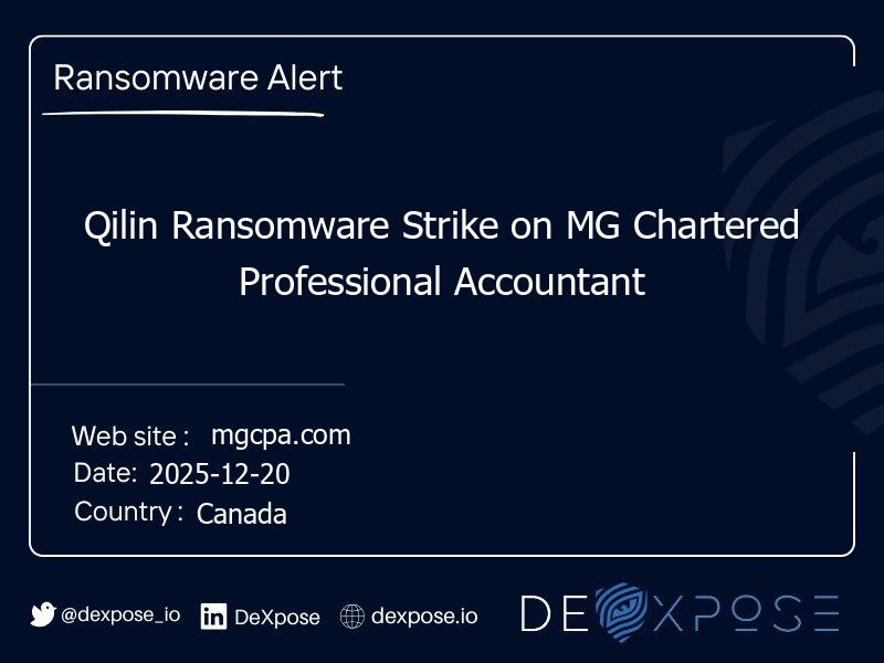 Qilin Ransomware Strike on MG Chartered Professional Accountant