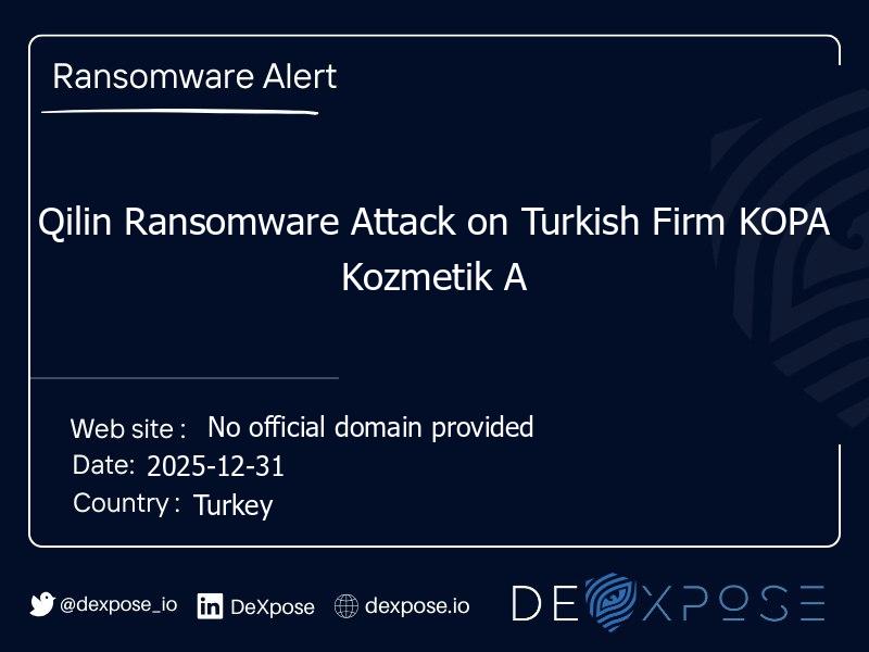 Qilin Ransomware Attack on Turkish Firm KOPA Kozmetik A