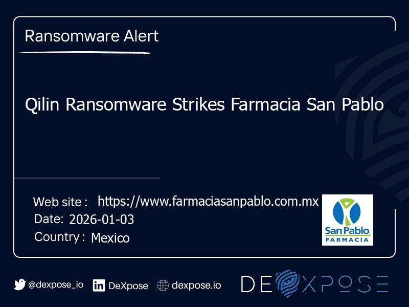 Qilin Ransomware Strikes Farmacia San Pablo
