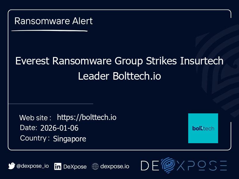 Everest Ransomware Group Strikes Insurtech Leader Bolttech.io