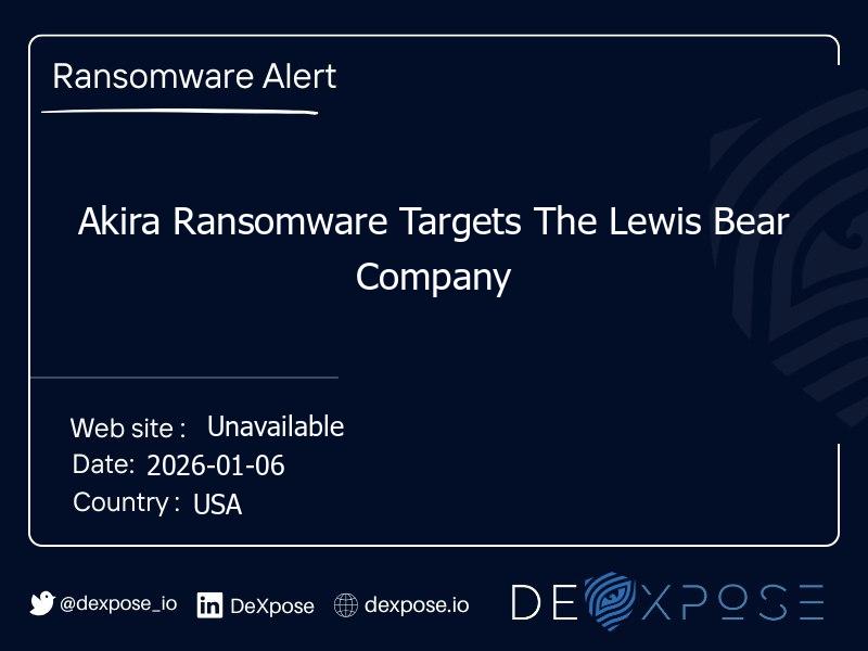 Akira Ransomware Targets The Lewis Bear Company
