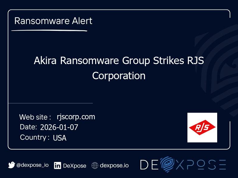 Akira Ransomware Group Strikes RJS Corporation