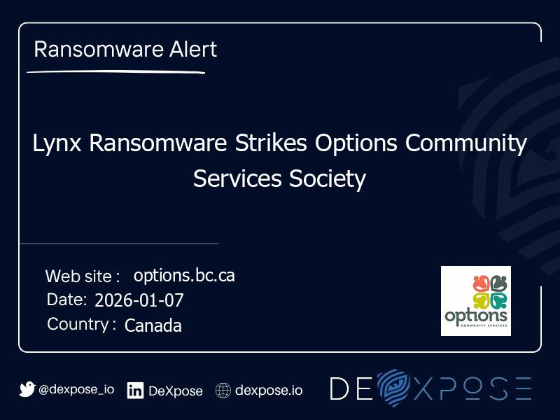 Lynx Ransomware Strikes Options Community Services Society