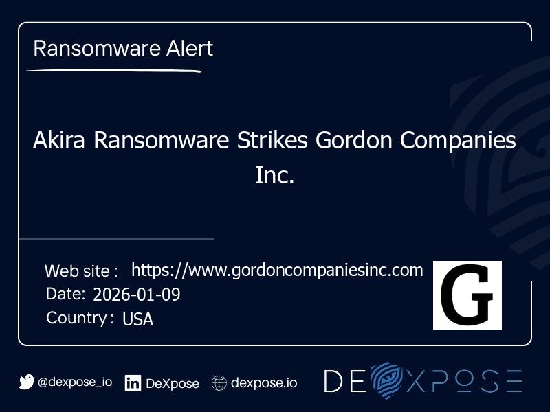 Akira Ransomware Strikes Gordon Companies Inc.