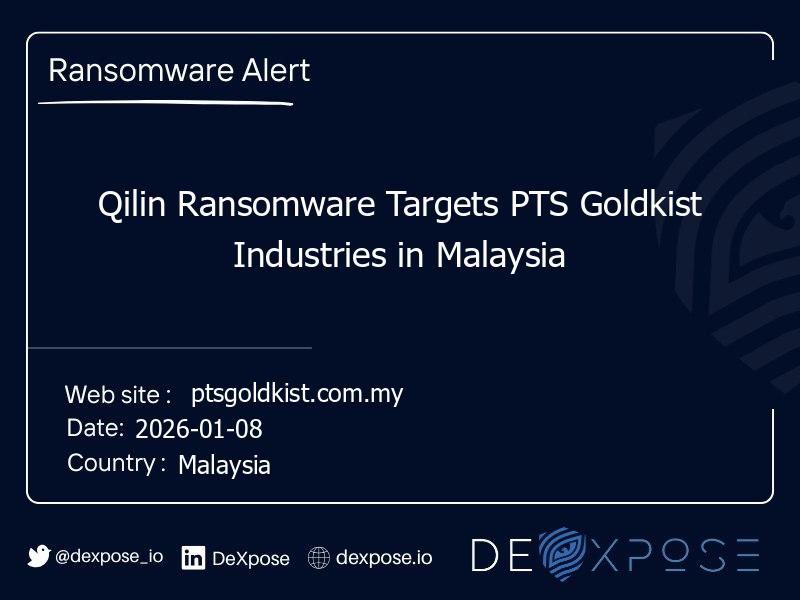 Qilin Ransomware Targets PTS Goldkist Industries in Malaysia
