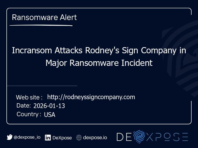Incransom Attacks Rodney's Sign Company in Major Ransomware Incident