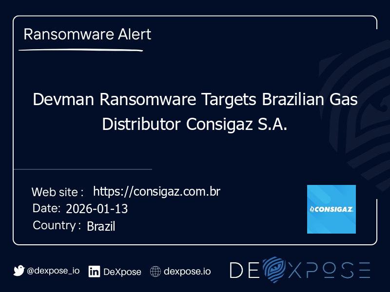Devman Ransomware Targets Brazilian Gas Distributor Consigaz S.A.