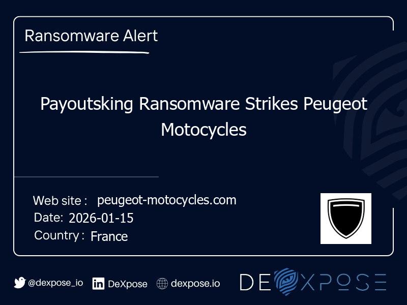 Payoutsking Ransomware Strikes Peugeot Motocycles