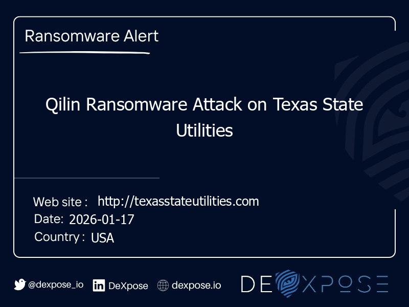 Qilin Ransomware Attack on Texas State Utilities